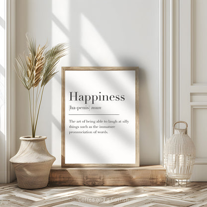 Funny Happiness Definition Print, Funny Happiness Wall Art Print, Funny Definition Wall Art Print, Funny Happy Wall Print, Joke Wall Print