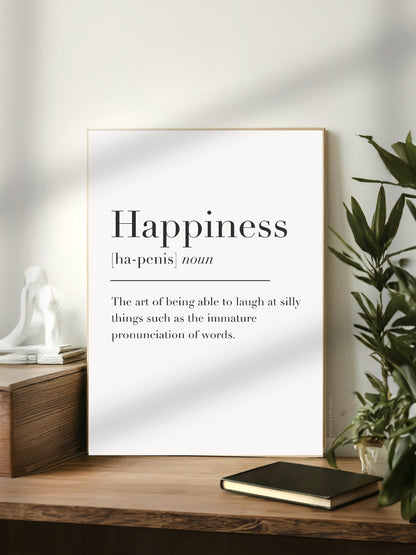 Funny Happiness Definition Print, Funny Happiness Wall Art Print, Funny Definition Wall Art Print, Funny Happy Wall Print, Joke Wall Print