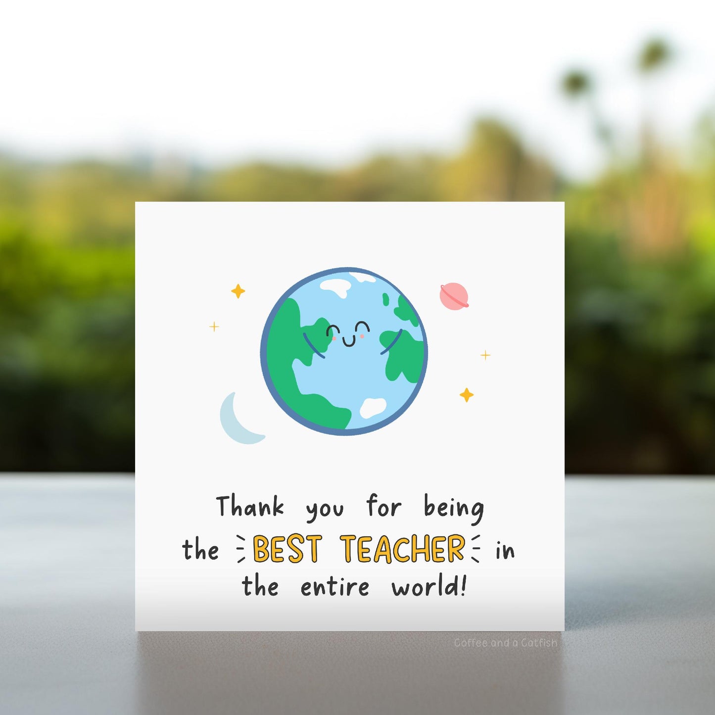 Thank You For Being The Best Teacher In The World Card | Best Teacher Card, Goodbye Card for Teacher, Leaving Card for Favourite Teacher