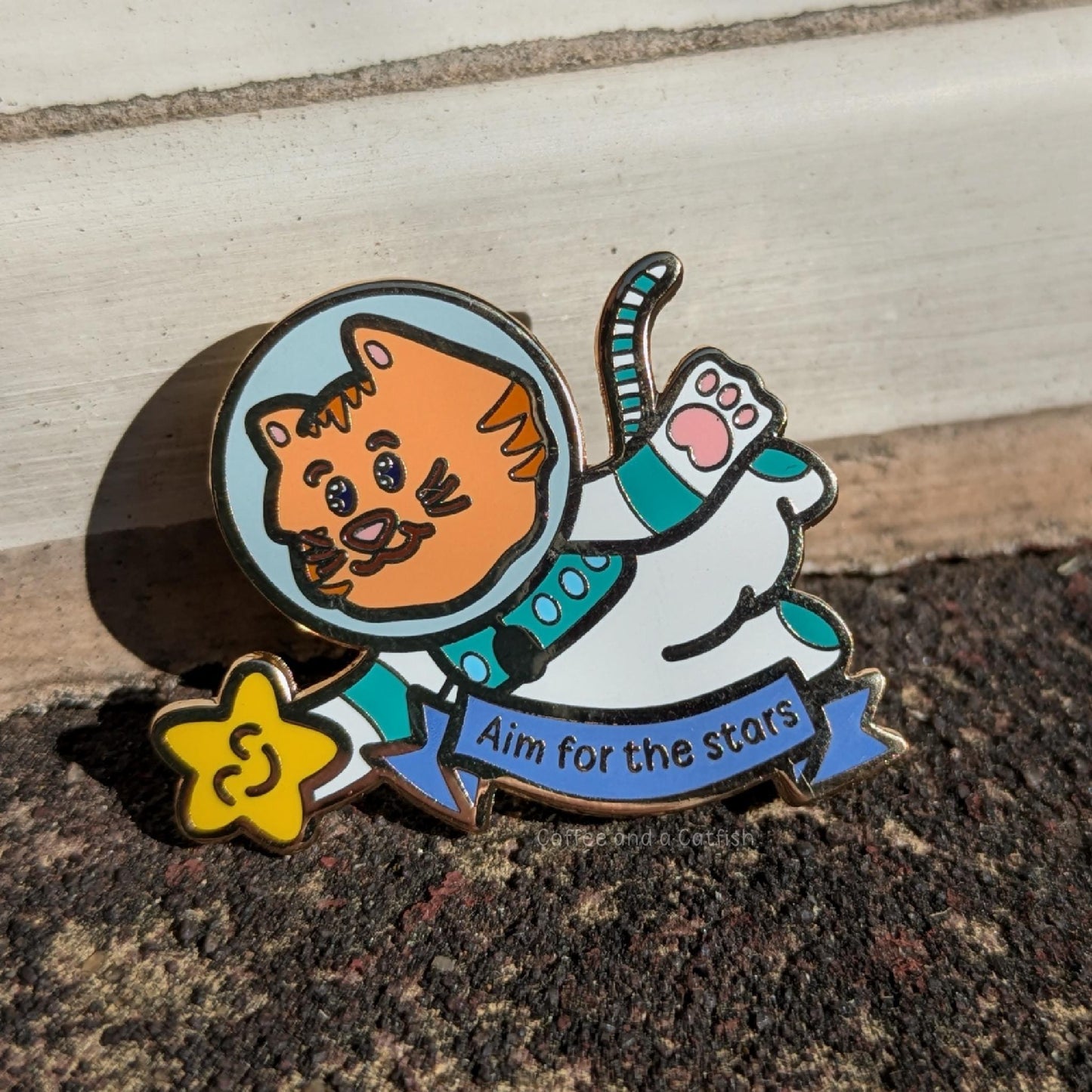 Space Cat Enamel Pin | Motivational Enamel Pin, Cat Pins, Cute Enamel Pins, Space Themed Pins, Cat Themed Pins, Kawaii Enamel Pins with Cats