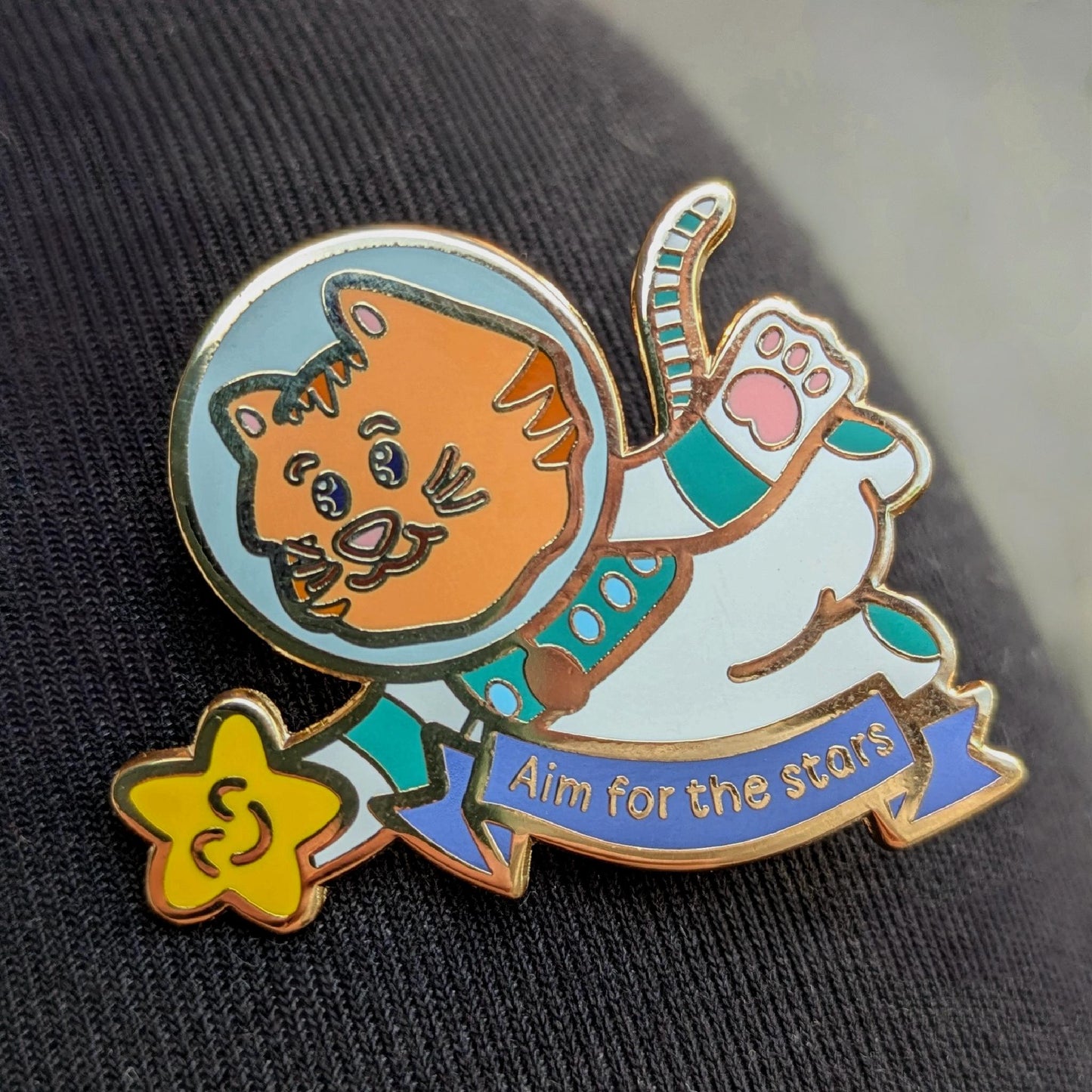 Space Cat Enamel Pin | Motivational Enamel Pin, Cat Pins, Cute Enamel Pins, Space Themed Pins, Cat Themed Pins, Kawaii Enamel Pins with Cats