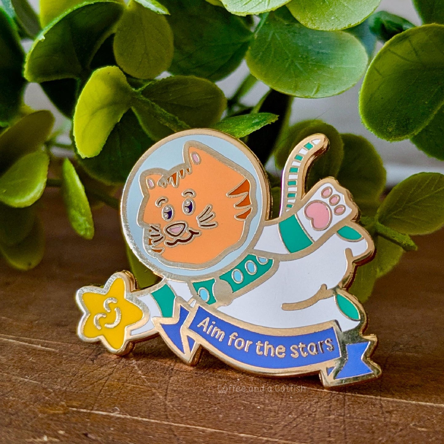 Space Cat Enamel Pin | Motivational Enamel Pin, Cat Pins, Cute Enamel Pins, Space Themed Pins, Cat Themed Pins, Kawaii Enamel Pins with Cats
