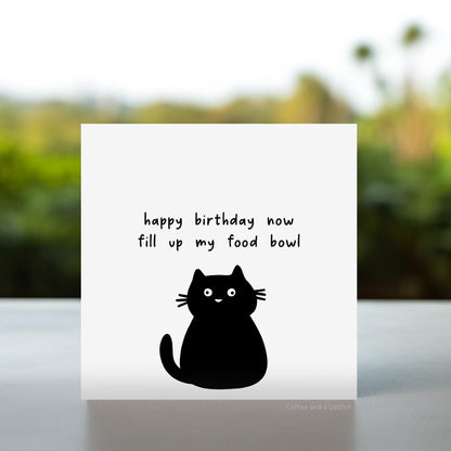 Funny Black Cat Birthday card, Birthday card from the cat, Funny Birthday Card, card from the cat, cat birthday card, fat cat birthday cards