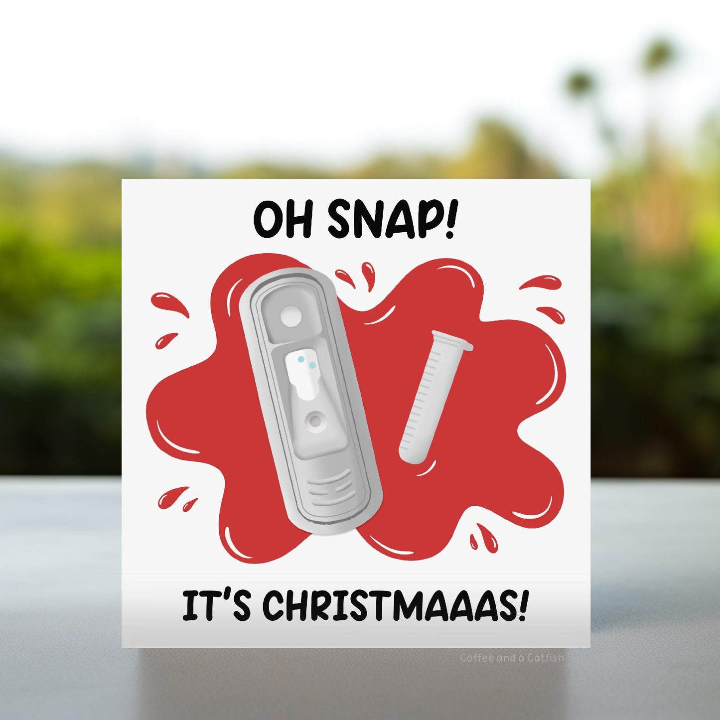 Funny Snap Test Christmas Card | Christmas Cards for Vet Tech, Vet Nurse, DVM, Veterinarian, Phlebotomist, Lab Tech, Funny Vetmed Christmas
