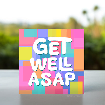 Get Well ASAP Card | Abstract Get Well Soon Card, Unique Get Well Soon, Feel Better Soon Card, Hope You Feel Better Soon Card, Healing Card