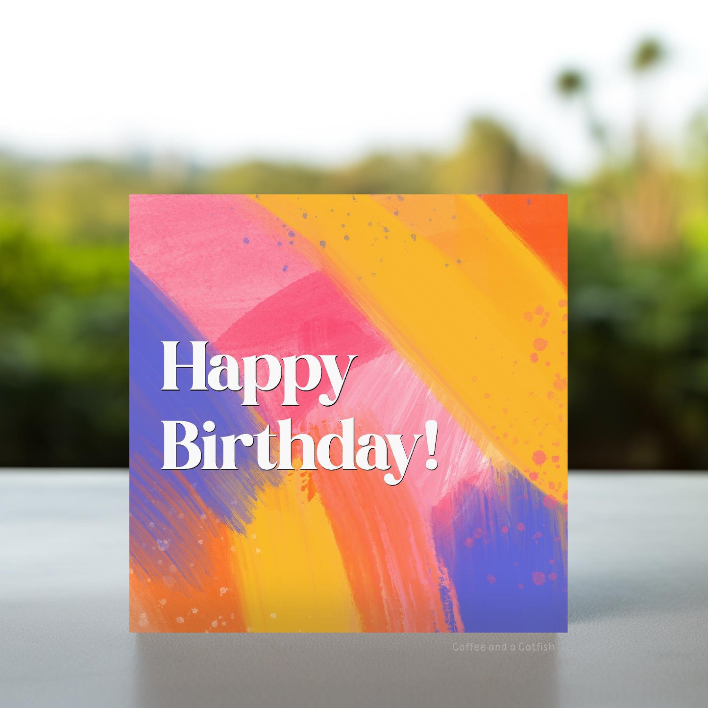 Bright Bold Birthday Card | Hand Painted Abstract Birthday Card, Colourful Happy Birthday Card by Artist, Quirky birthday card for friend