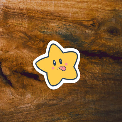 Mini Cheeky Star Vinyl Sticker | Teeny Waterproof Star Sticker, Kawaii Vinyl Star Sticker with Tongue Out, kawaii star space themed sticker