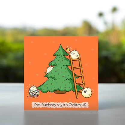 Dim Sum Punny Christmas Card | Foodie Pun Christmas Card, Illustrated Kawaii Japanese Style Food Christmas Card, Quirky Cute Christmas Card