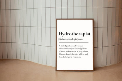 Hydrotherapist Definition Print | Hydrotherapy Gifts, Hydrotherapist Gift, for Hydrotherapist, Hydrotherapist Gift Ideas, Hydrotherapy Print