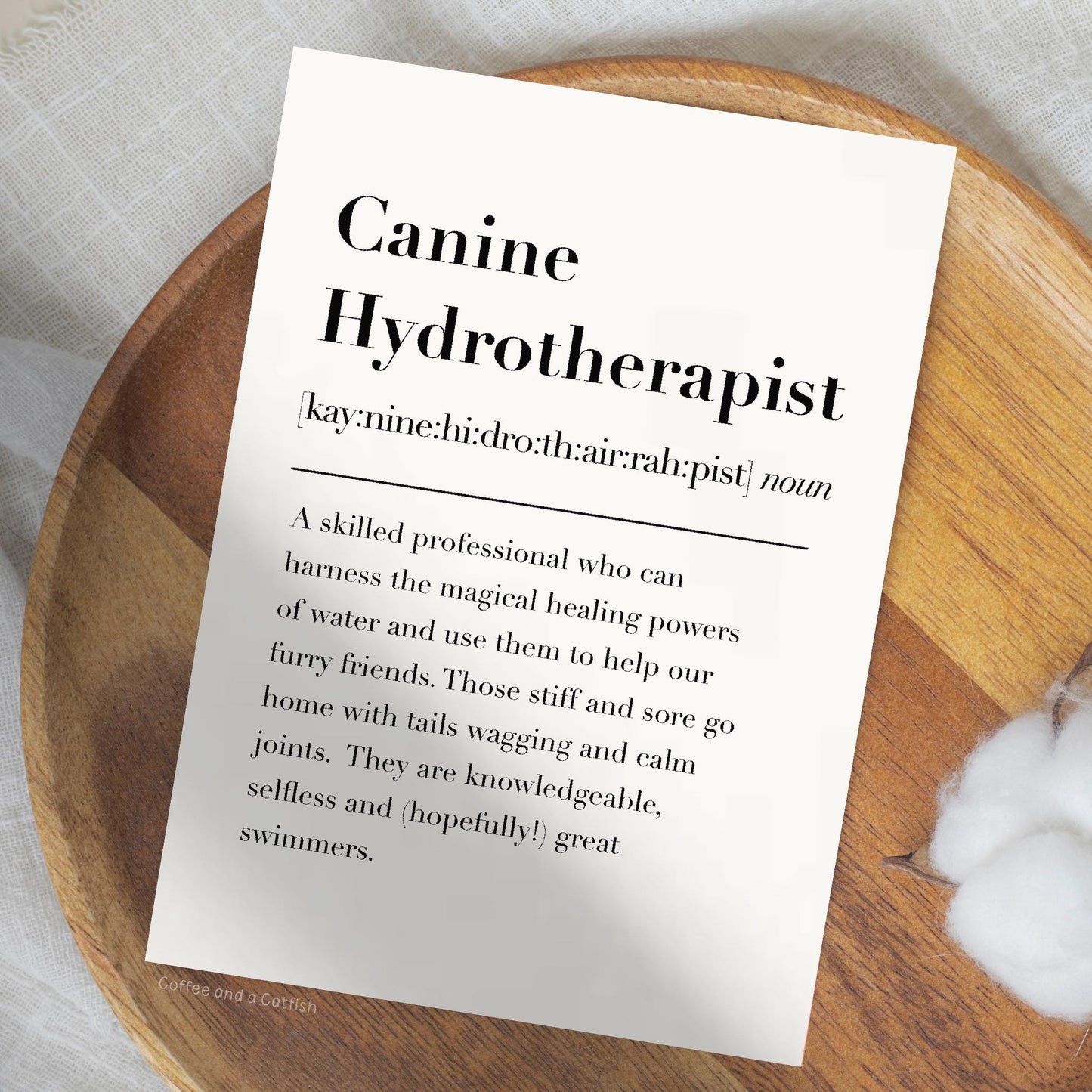 Canine Hydrotherapist Definition Print | Canine Hydrotherapist Gift, For Hydrotherapist, Dog Hydrotherapy, Thank You Dog Hydrotherapist Gift