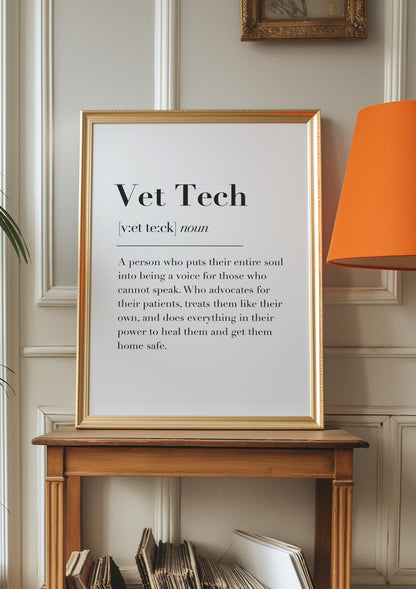 Vet Tech Definition Print | Veterinary Technician Definition Print, Vet Tech Prints, Vet Technician Print, Vet Tech Gift, Vet Tech Wall Art