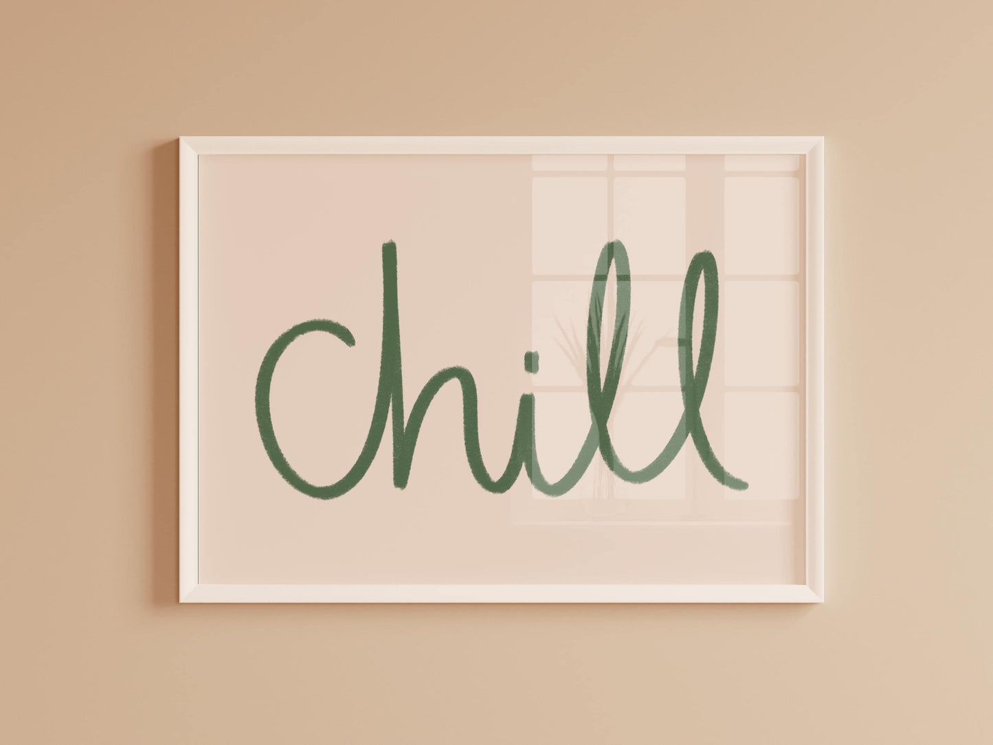 Chill Sage Green Wall Art Print | Sage Green Bathroom Prints, Sage Green Bedroom Print, Sage Green Living Room Wall Art, Beige and Green Art