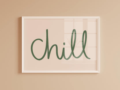 Chill Sage Green Wall Art Print | Sage Green Bathroom Prints, Sage Green Bedroom Print, Sage Green Living Room Wall Art, Beige and Green Art