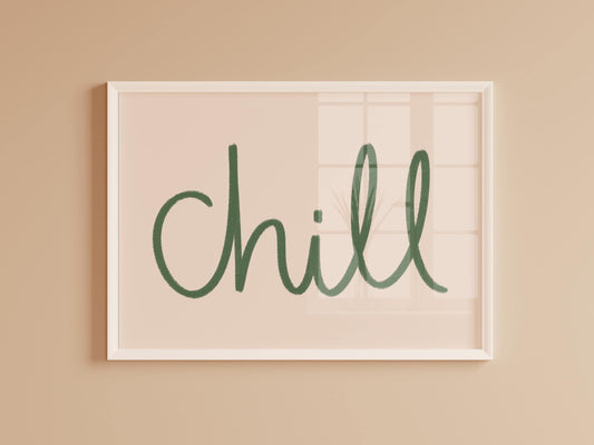 Chill Sage Green Wall Art Print | Sage Green Bathroom Prints, Sage Green Bedroom Print, Sage Green Living Room Wall Art, Beige and Green Art