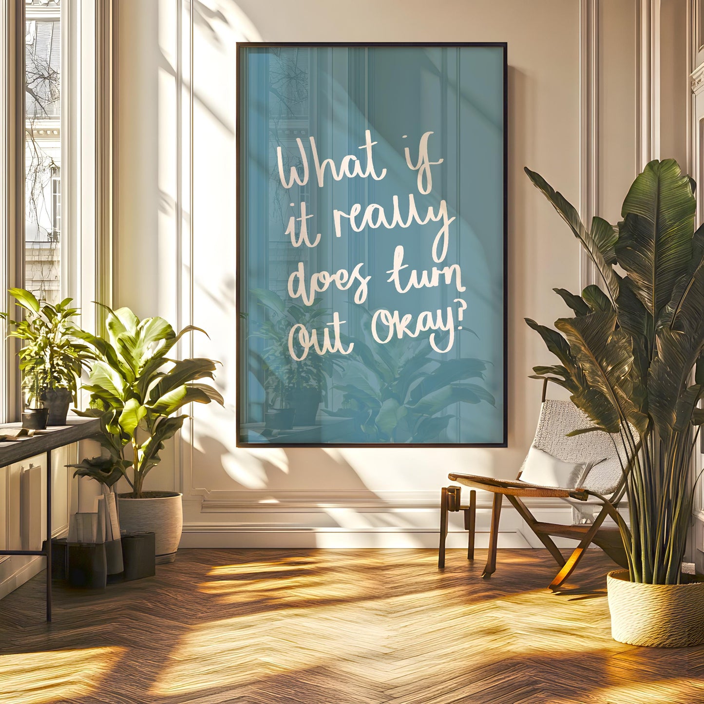 What If It Really Does Work Out Okay Wall Art Print | Affirmation Wall Art, Bedroom Print, Calming Wall Art, Bedroom Prints, Blue Quote Art