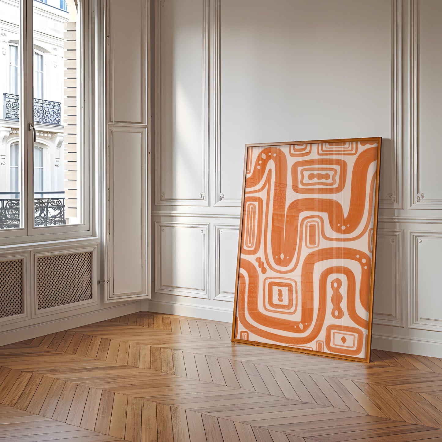 Orange Maximalist Wall Art Print | Burnt Orange Abstract Wall Art, Orange Bedroom Prints, Orange Gallery Wall Prints, Matisse Style Prints