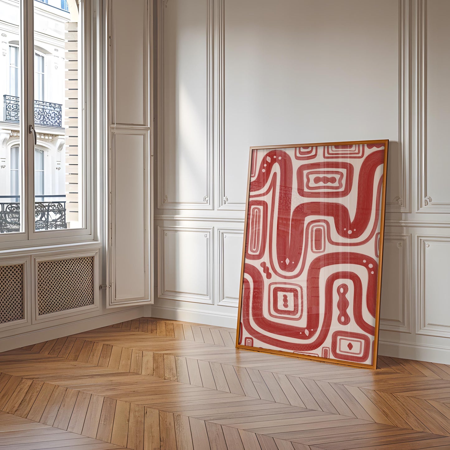 Modern Abstract Red Art Print | Trendy Living Room Burgandy Accent Wall Decor Red, Red Organic Shapes Poster, Red Maximalist Wall Art Prints