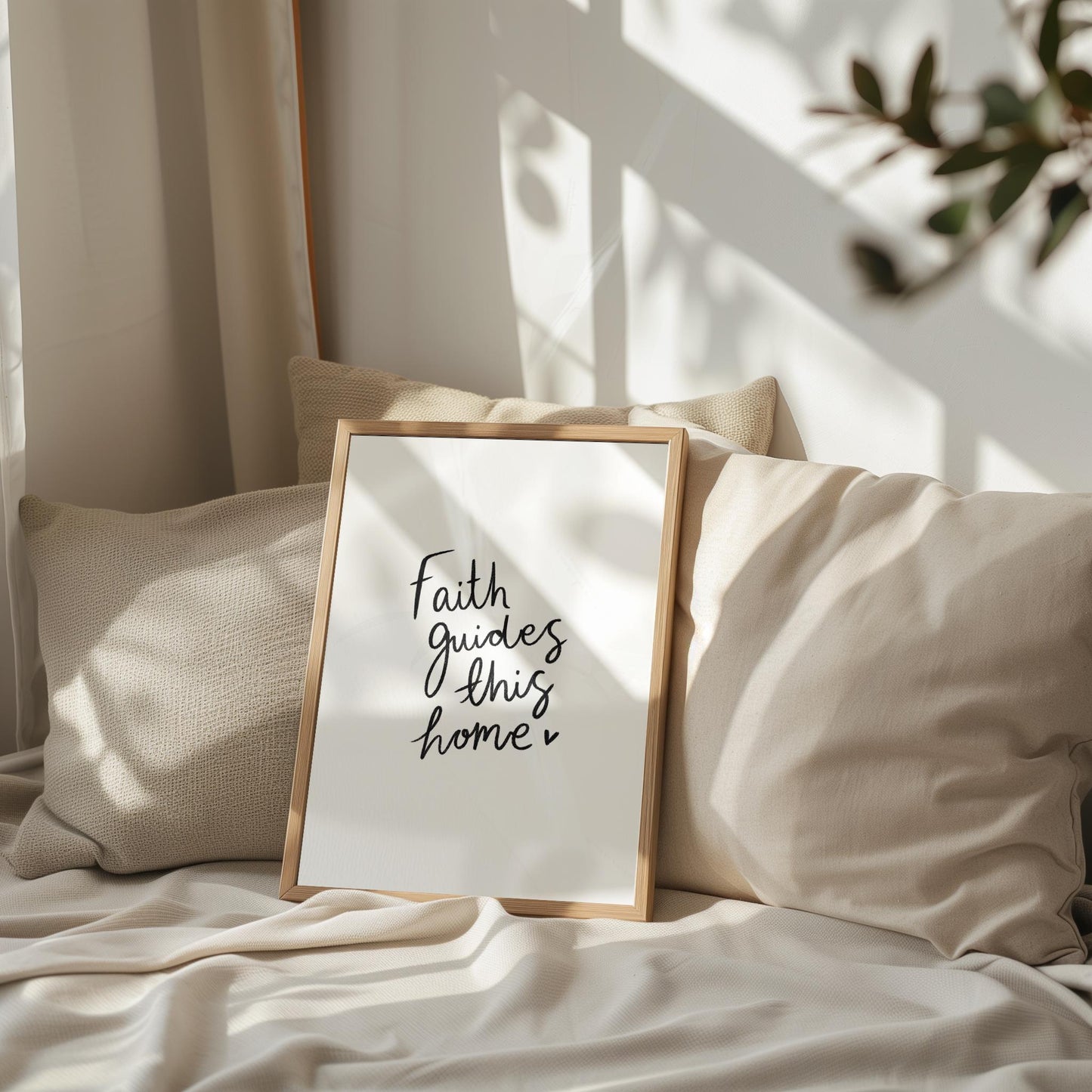 Faith Guides This Home | Modern Calligraphy Wall Art, Handwritten Quote Print, Calligraphy Wall Art, Living Room Prints, Black and White Art