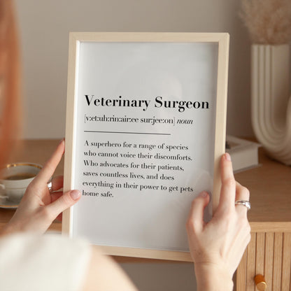 Veterinary Surgeon Definition Print | Veterinarian Definition Print, DVM Definition Print, Thank You Vet Gift, Veterinary Surgeon Gift Ideas