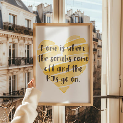 Home Is Where The Scrubs Come Off | Veterinary Prints, Vet Nurse Print, Veterinary Nurse Gifts, Vet Tech Gifts, Vet Tech Print, Vet Med Gift