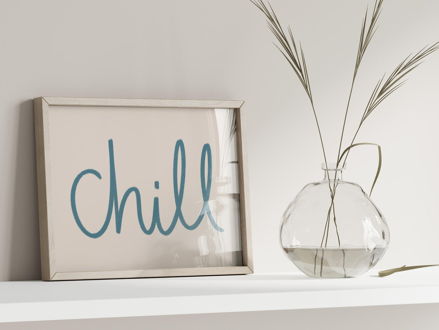 Chill Blue Bedroom Wall Art Print | Cosy Blue Living Room Prints, Blue Bedroom Wall Art, Aesthetic Chill Blue Print, Blue Calligraphy Print