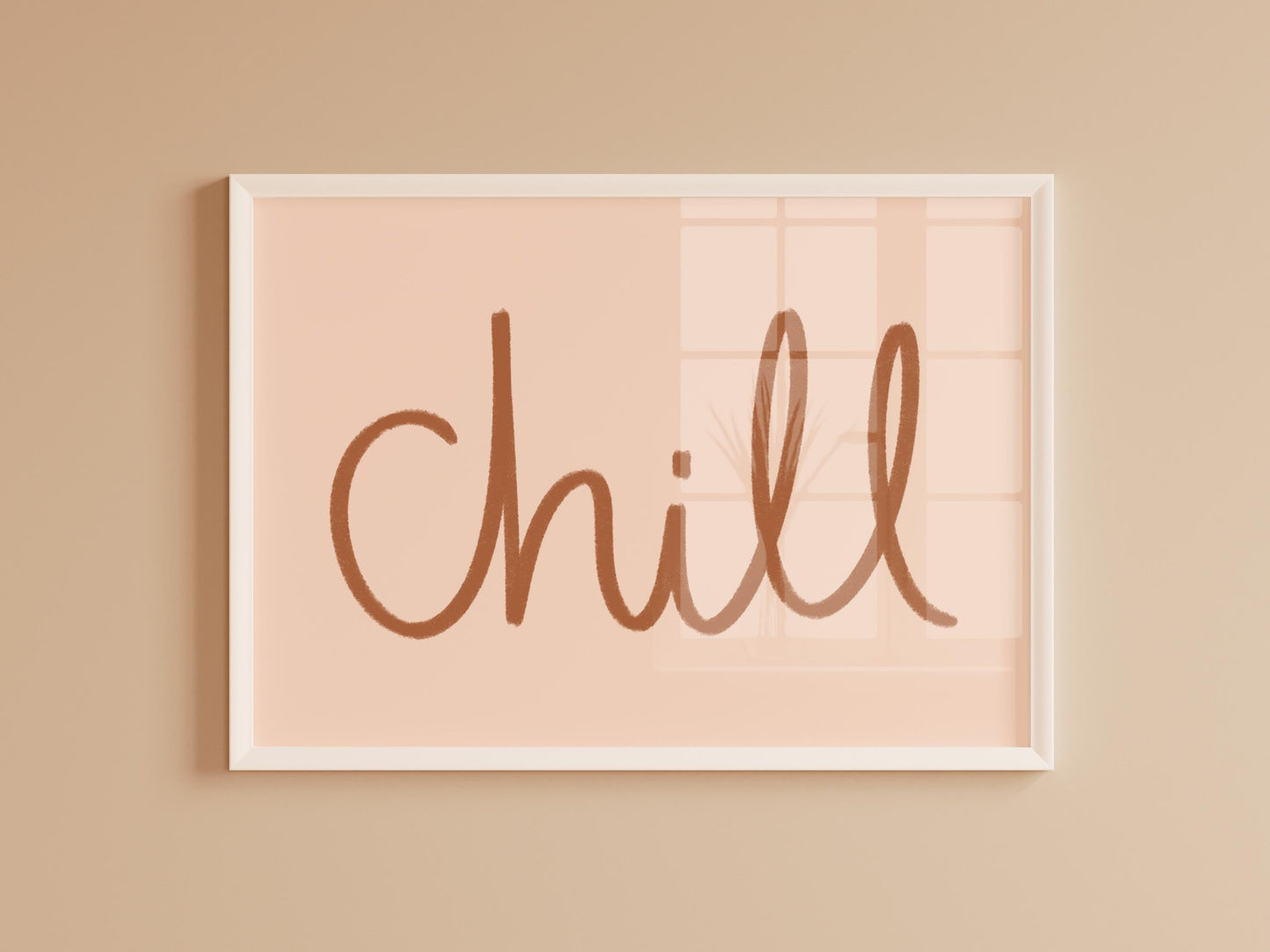 Chill Neutral Brown Print | Cosy Vibes Living Room Prints, Brown and Beige Boho wall art, Cosy brown print, lets chill boho bedroom wall art