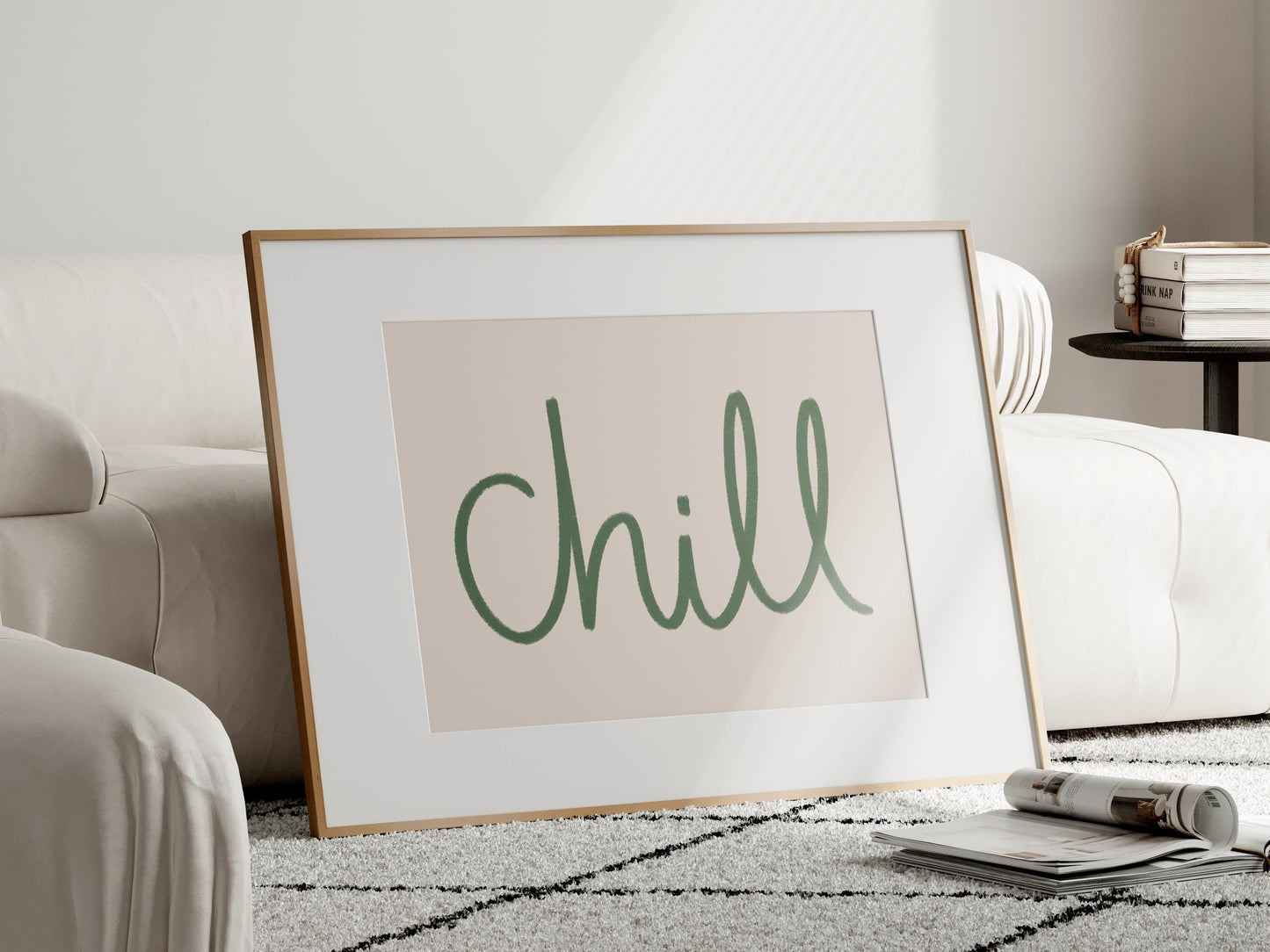 Chill Sage Green Wall Art Print | Sage Green Bathroom Prints, Sage Green Bedroom Print, Sage Green Living Room Wall Art, Beige and Green Art