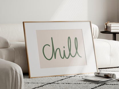 Chill Sage Green Wall Art Print | Sage Green Bathroom Prints, Sage Green Bedroom Print, Sage Green Living Room Wall Art, Beige and Green Art