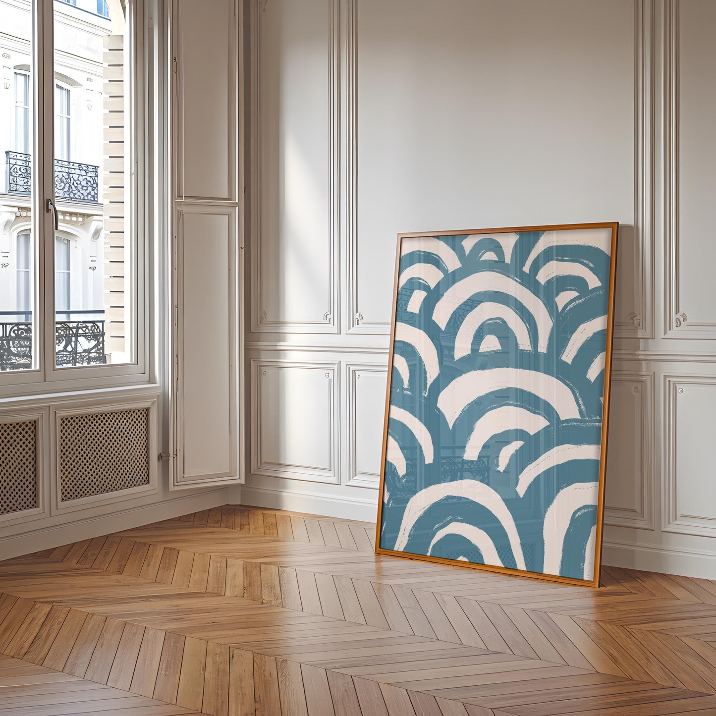 Minimal Blue Waves Abstract Art | Abstract Wave Art Poster, Blue Line Art Print, Ocean Inspired Print, Calming Abstract Bedroom Decor A3 A4