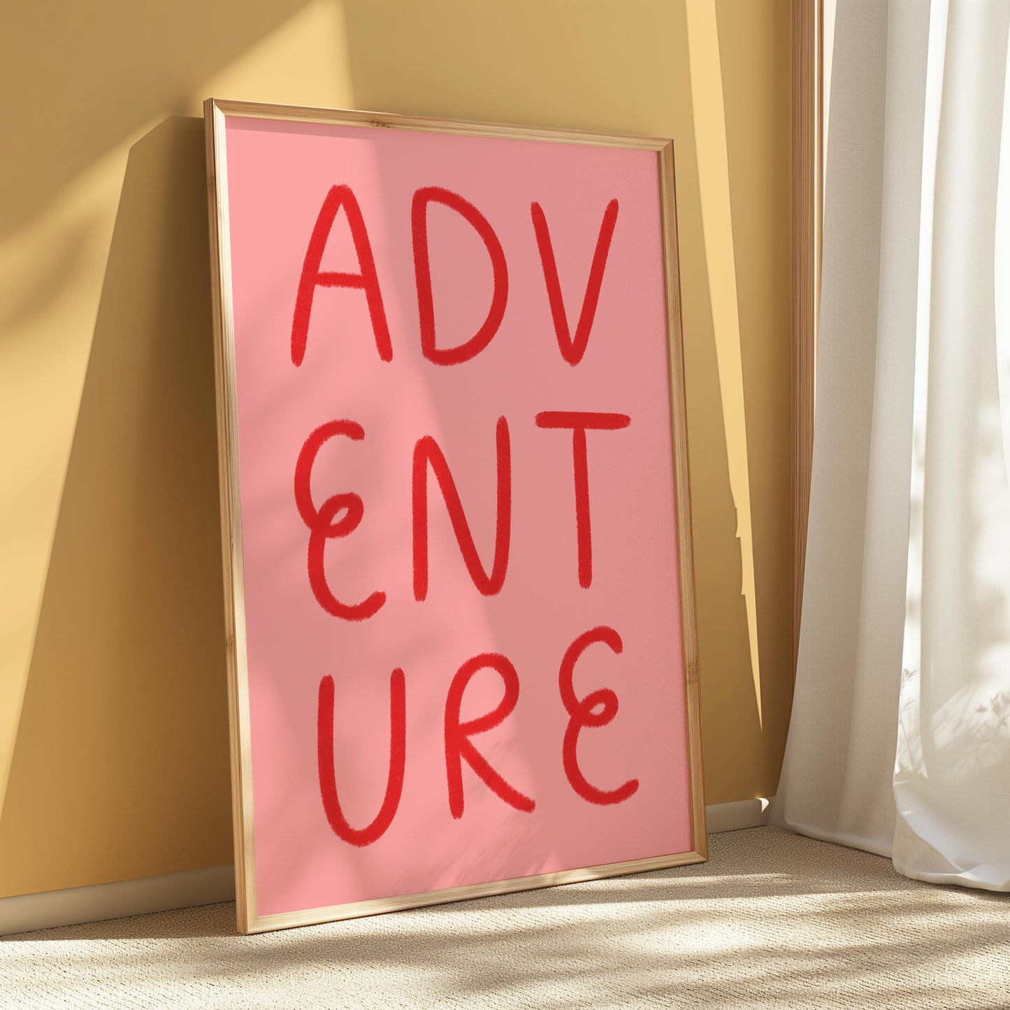 Pink and Red Adventure Prints | Pink and Red Typography Print, Girly Nursery Prints, Pink Nursery Prints, Preppy Bedroom Prints, Pink Dorm