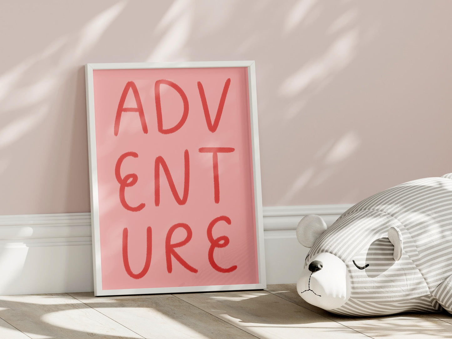 Pink and Red Adventure Prints | Pink and Red Typography Print, Girly Nursery Prints, Pink Nursery Prints, Preppy Bedroom Prints, Pink Dorm