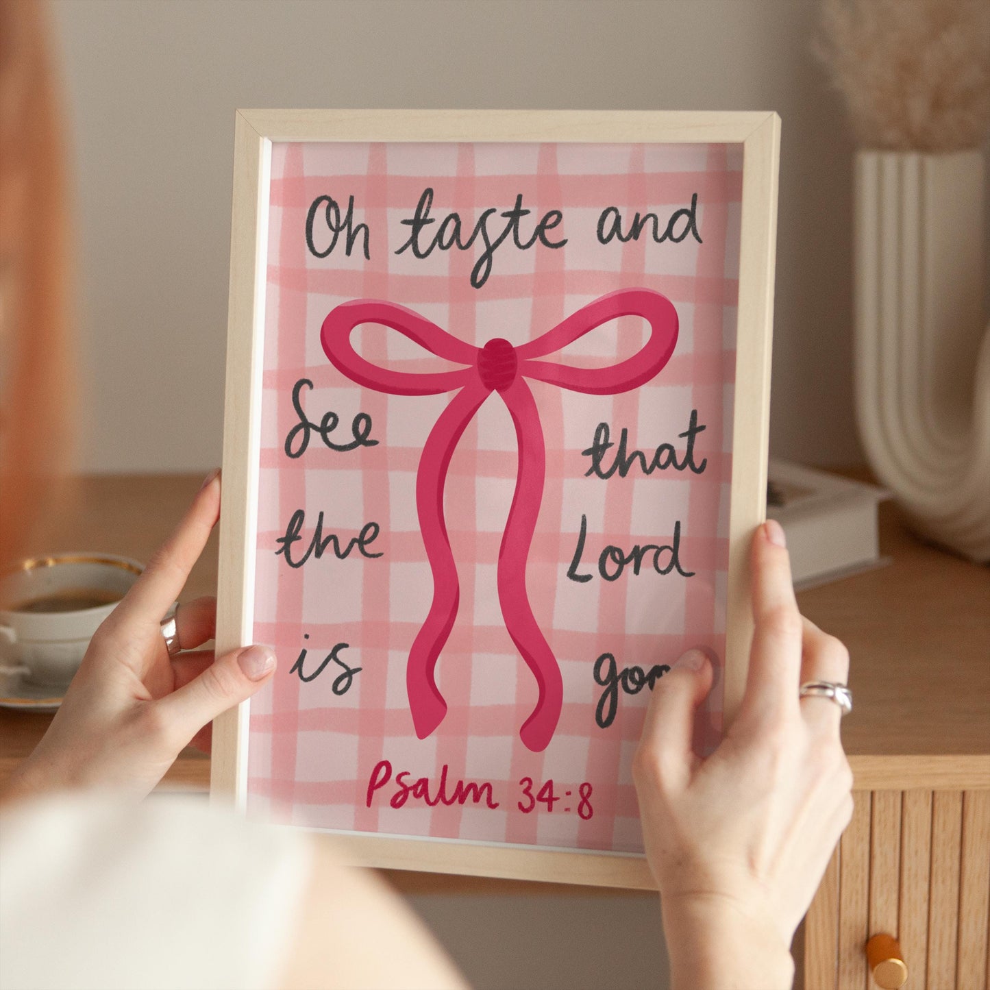 Preppy Psalm Print, Girly Faith Print, Girly Christian Wall Art, Girly Scripture Print, Pink Preppy Bible Verse Print, Cute Pink Jesus Print