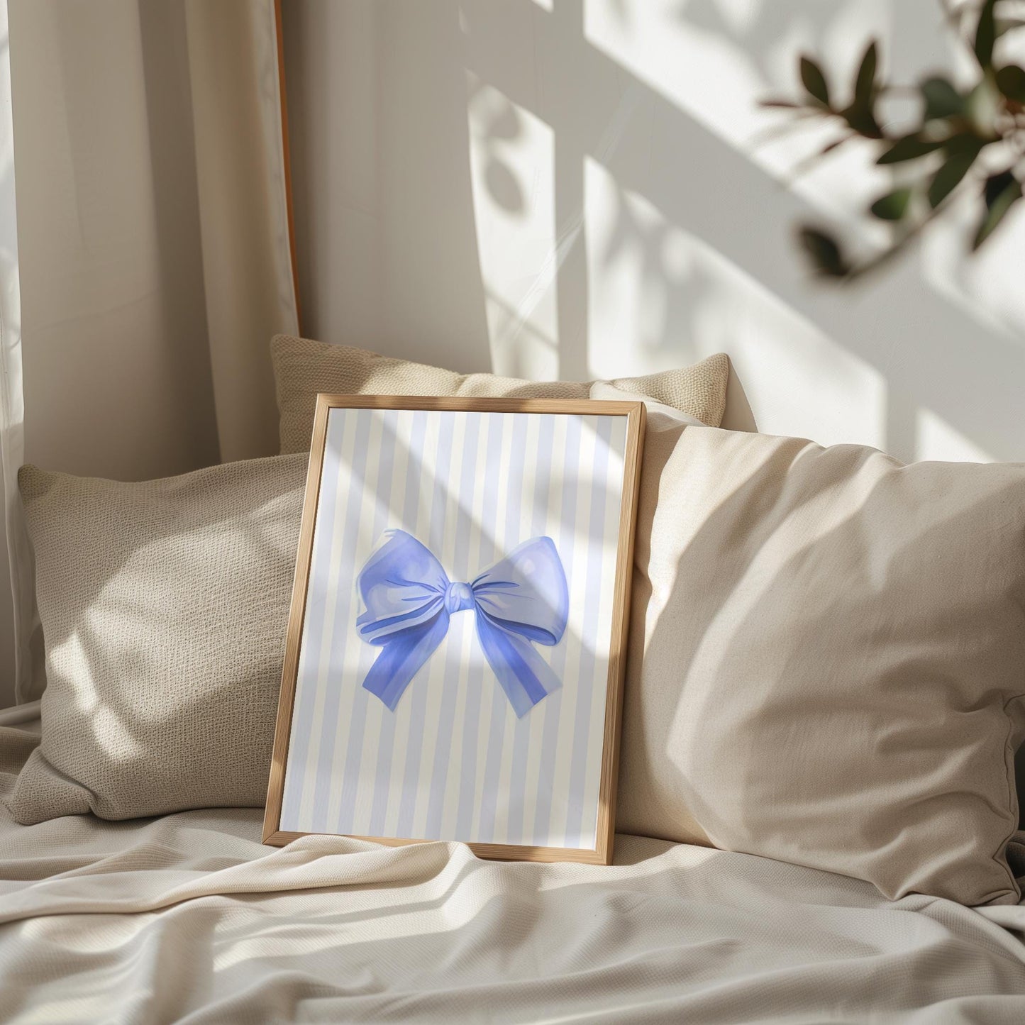 Blue Preppy Bow Art, Coquette Aesthetic Print, Blue Nursery Girly Wall Art, French Pastel Bow Poster, Preppy Blue Print, Coquette Bow Blue