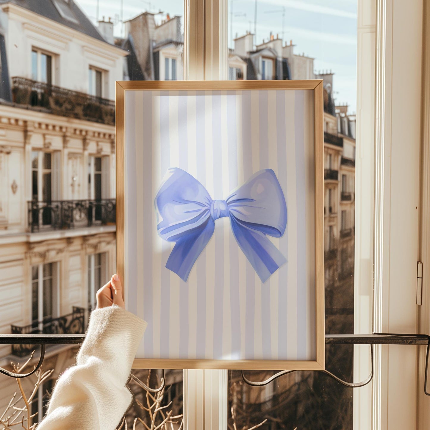 Blue Preppy Bow Art, Coquette Aesthetic Print, Blue Nursery Girly Wall Art, French Pastel Bow Poster, Preppy Blue Print, Coquette Bow Blue