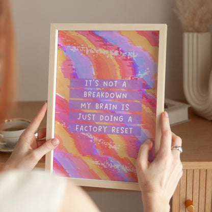 Funny Breakdown Print | Funny anxiety print, funny mental health print, funny mental health wall art, funny mentally unstable print