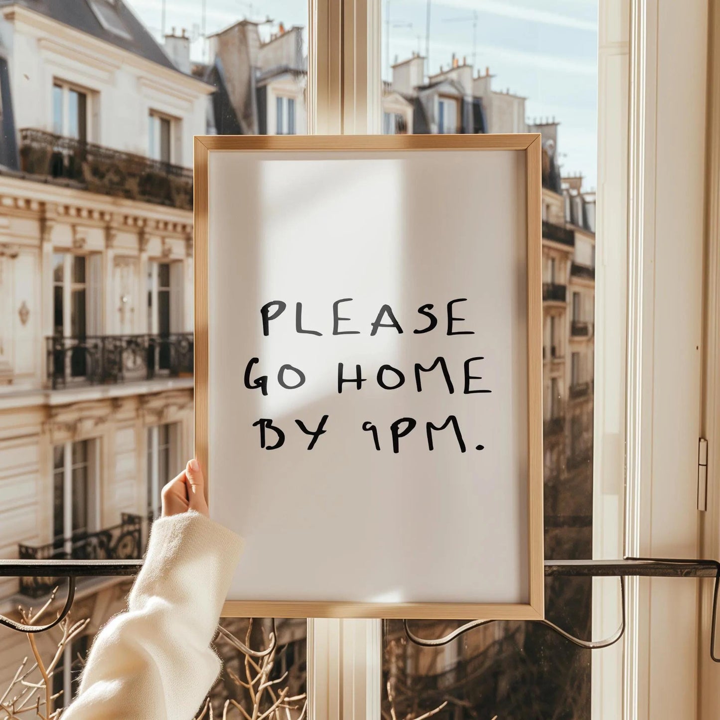 Please Leave By 9pm Funny Living Room Print | Go Home By 9 Print, Humour Leave By 9 Typography Art, Funny Introvert Prints, Entryway Prints