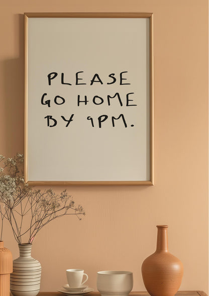 Please Leave By 9pm Funny Living Room Print | Go Home By 9 Print, Humour Leave By 9 Typography Art, Funny Introvert Prints, Entryway Prints