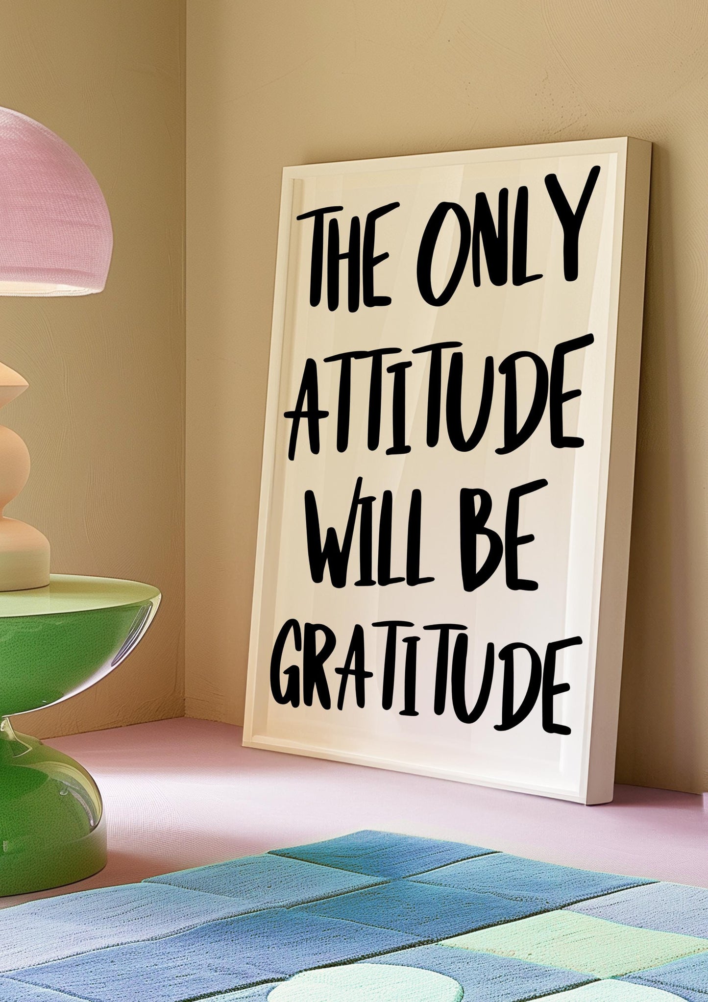 Gratitude Attitude Wall Art Print | White and Black Typography Print, Motivational Wall Art, A5 A4 Monochrome Quote Prints, Positive Prints
