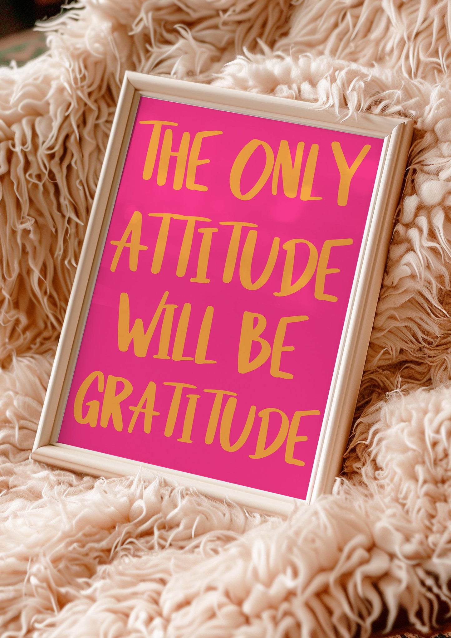 Bold Pink and Orange Gratitude Wall Art Print | Hot Pink Wall Art, Bright Colourful Dopamine Print, Colourful Gratitude Print, Positive Art