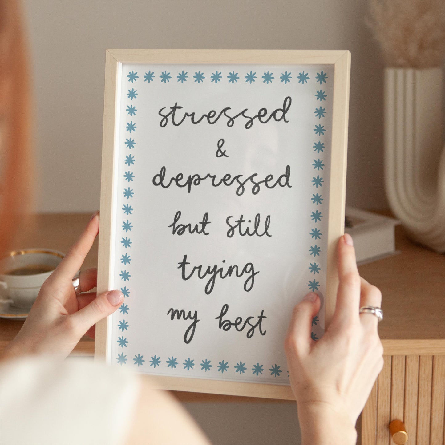 Trying My Best Funny Funny Wall Print | Mental Health Prints, Motivational Prints, Trendy Office Print, Funny Anxiety Prints for Office