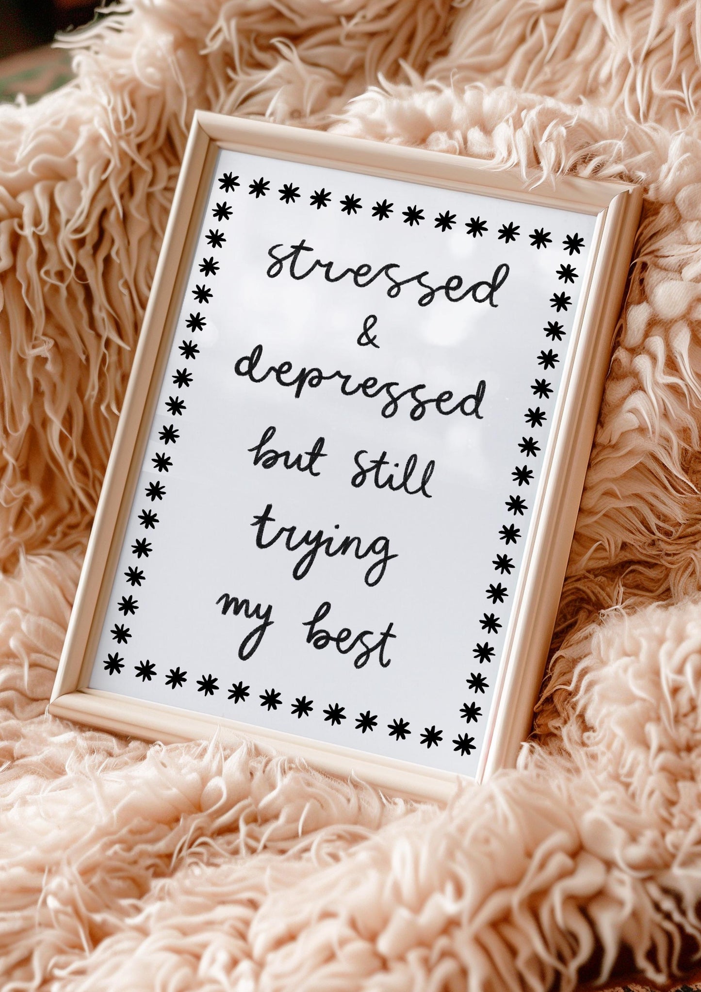 Trying My Best Black and White Funny Office Print | Mental Health Print, Motivational Prints, Trendy Office Print, Anxiety Print, Office Art