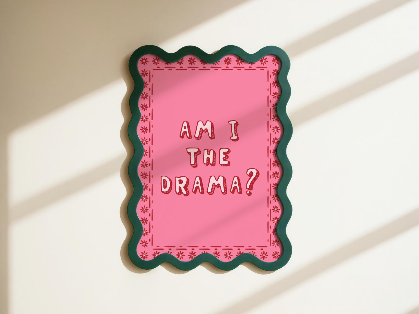 Am I The Drama Print | Pink and Red Preppy Quote Prints, Pink and Red Typography Wall Art, Funny Girly Prints, Pink Trendy Office Prints