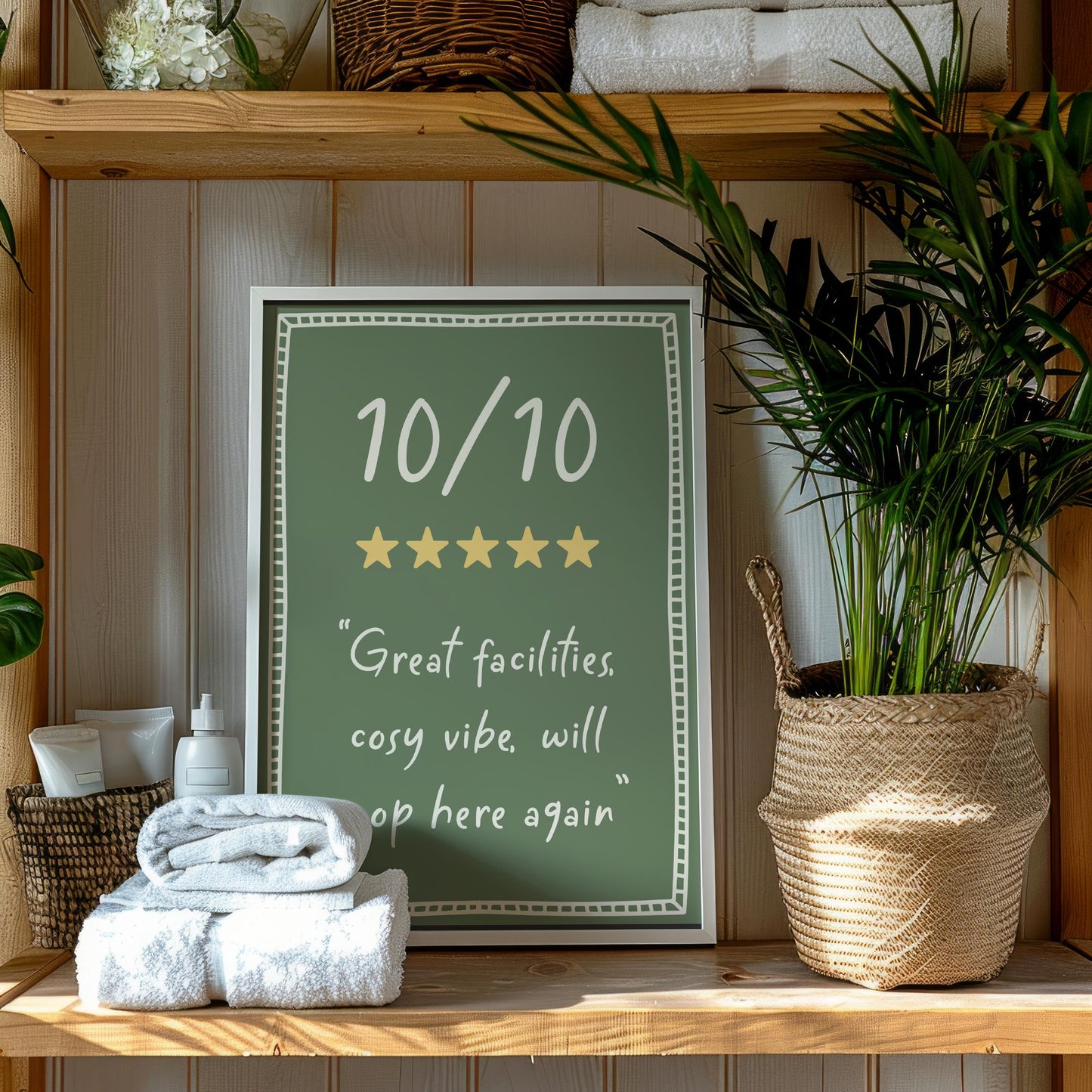Funny Green Toilet Print '10/10 Would Poop Here Again' | Green Bathroom Print, Funny Bathroom Print, Toilet Quote, Downstairs Toilet Print