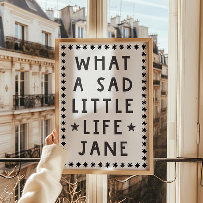 What a Sad Little Life Jane Print | Meme Wall Art Prints, Funny Tv Prints, Tv Meme Prints, Come Dine With Me Meme Print, Novelty Gifts UK