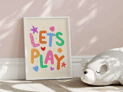 Lets Play Colourful Playroom Art | Quirky Playroom Print, Bright Nursery Print, Fun Play Corner Print, Fun Playroom Print, Fun Nursery Print