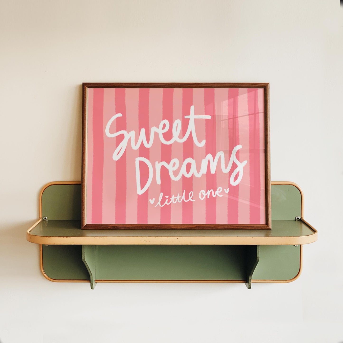 Sweet Dreams Baby Girl Print | Baby Girl Nursery Print, Girl Nursery Print, Pink Nursery Wall Art, Sweet Dreams Print, Cute Nursery Print