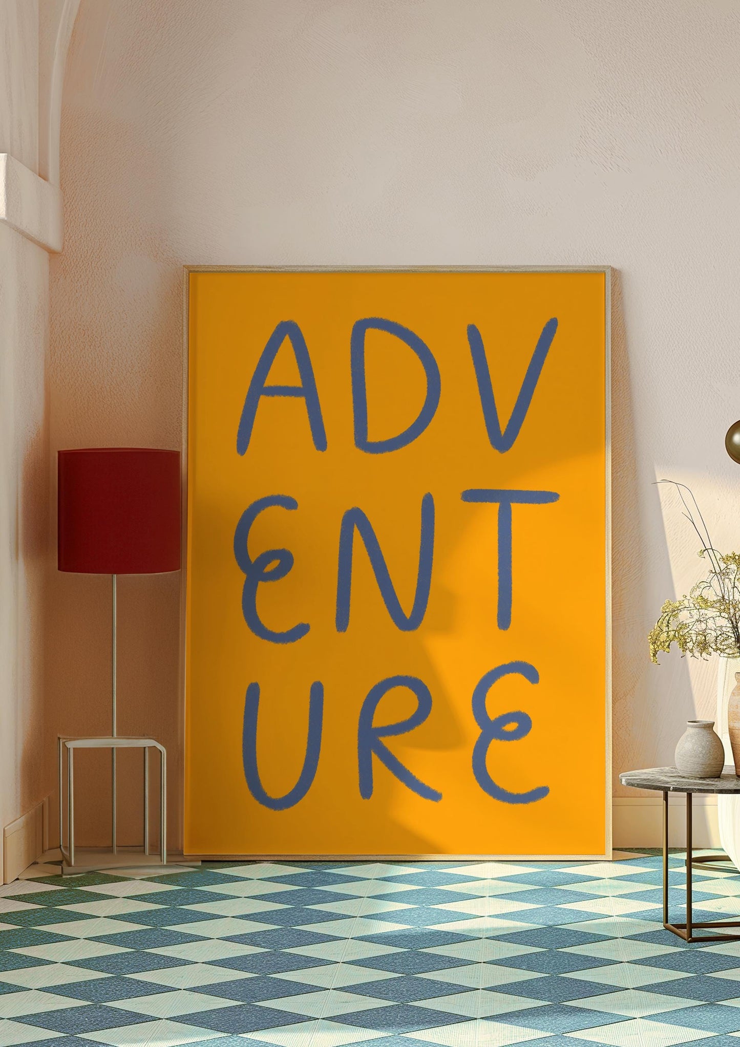 Yellow and Blue Adventure Print | Colorful Playroom Prints, Cute Playroom Wall Art, Prints for Boys Bedroom, Yellow Print for Boys Nursery
