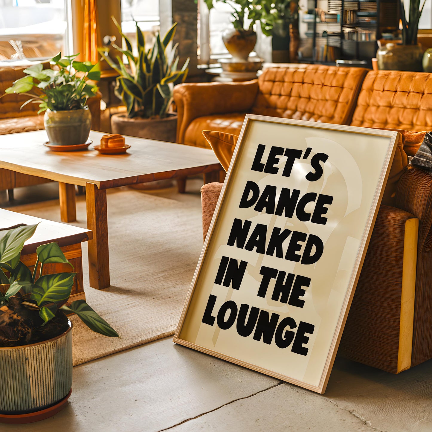 Let's Dance Naked In The Lounge Cheeky Black & White Living Room Poster Print A3 A4 A5