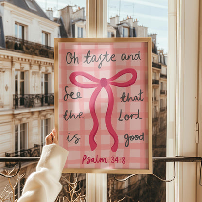 Preppy Psalm Print, Girly Faith Print, Girly Christian Wall Art, Girly Scripture Print, Pink Preppy Bible Verse Print, Cute Pink Jesus Print