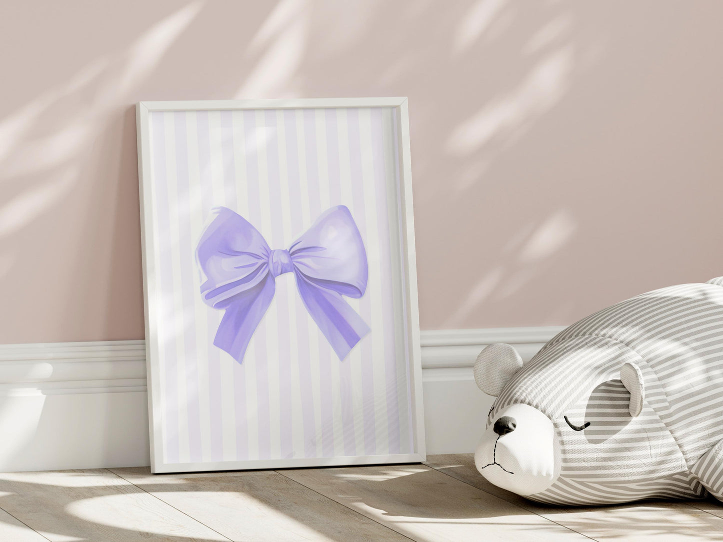 Lilac Preppy Bow Art, Coquette Aesthetic Print, Purple Nursery Girly Wall Art, French Pastel Bow Poster, Preppy Lilac Print, Coquette Art